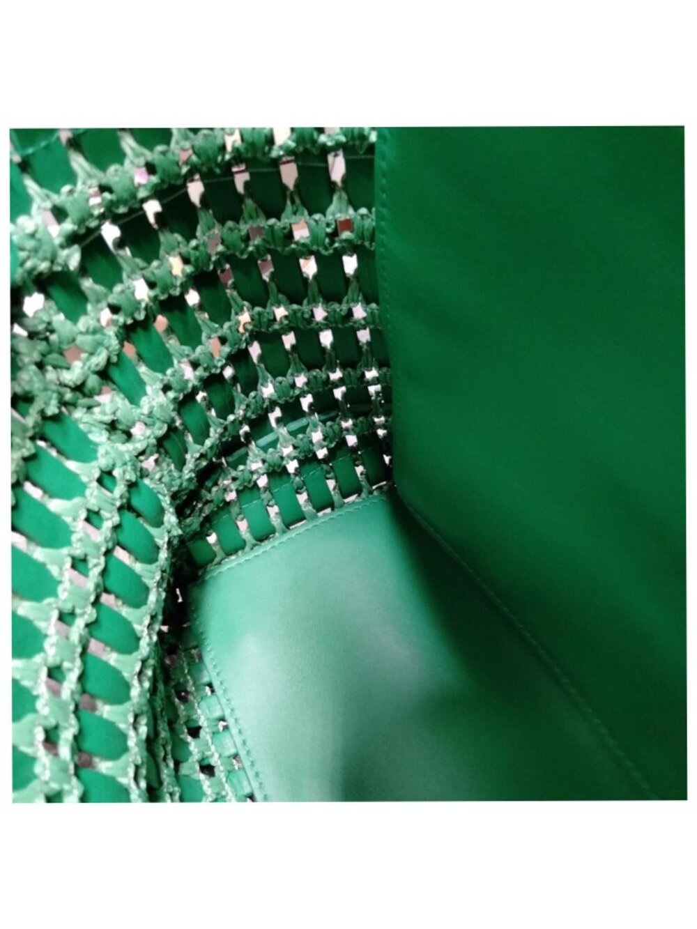Authentic Salvatore Ferragamo Studio Woven Leather Tote Bag Green Gancini Luxury - Picture 12 of 16